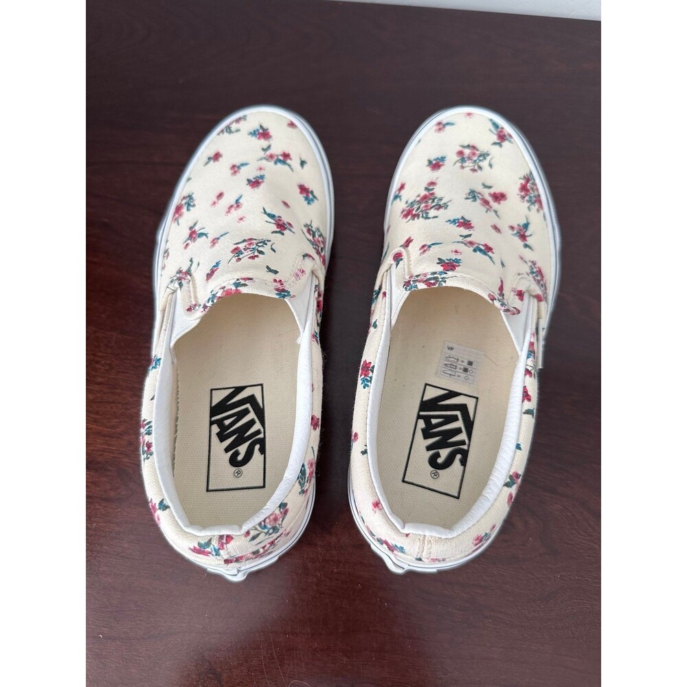 Vans Classic Slip On Ditsy Floral Womens 5 Cream Rose Canvas Shoes Discontinued - Picture 6 of 12